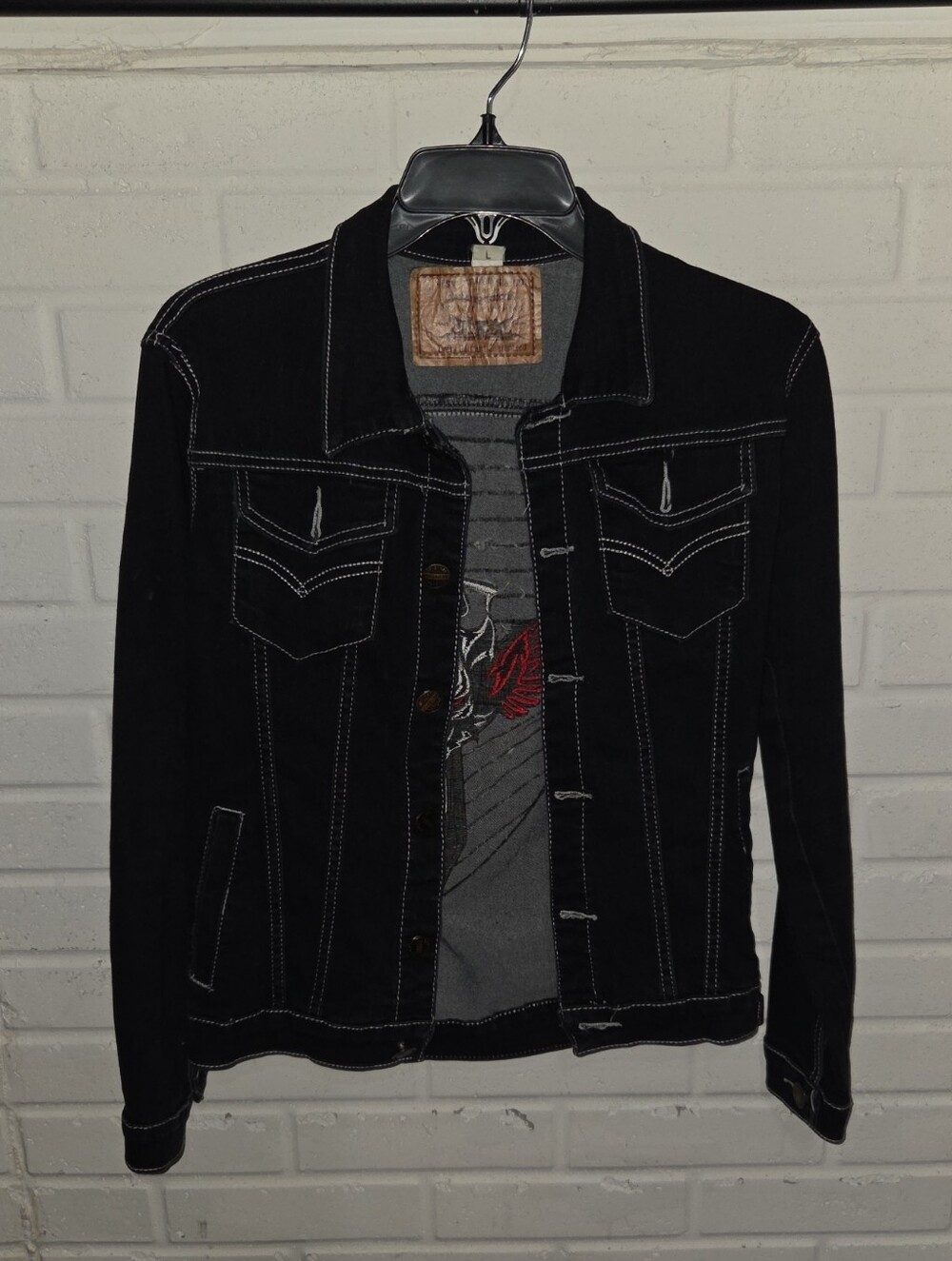 Levi's Black Denim Jacket with White Topstitch